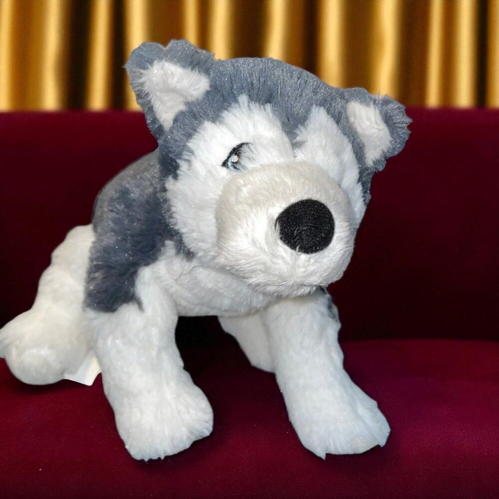 Husky Dog Plush 10" Gray White Puppy Wolf IKEA Livlig Stuffed Animal Nursery Toy